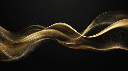 A luxurious gold wave illustration set against a black background, offering a premium design perfect for wallpaper, banners, or posters.