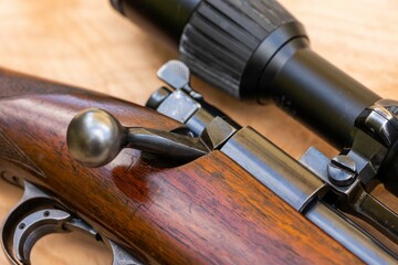 detail close up photo of rifle