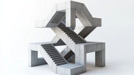 Abstract Concrete Structure with Interlocking Stairs.