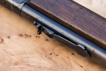 detail close up photo of rifle