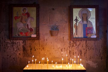 Interior of Jvari Monastery, 6th century Georgian Orthodox monastery and UNESCO World Heritage site...