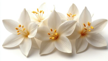 Naklejka premium Beautiful white flowers in a chaotic arrangement on a simple background