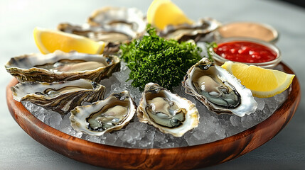 Oyster Platter with Fresh Oysters on Ice