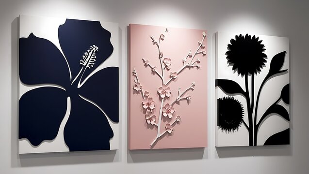 Three set modern wall art canvas for decoration