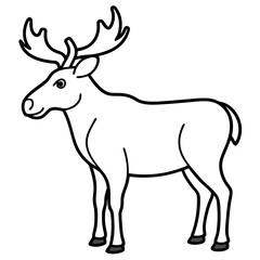 Moose mascot line art vector illustration