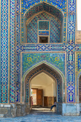 Samarkand, Uzbekistan - October. 10. 2024: The courtyard of one of the madrasahs on Registan Square