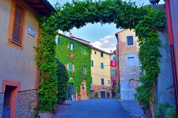 view of the ancient Tuscan village of Lajatico in Pisa, Italy, birthplace of the Italian tenor Andrea Bocelli