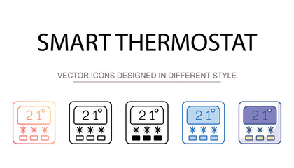 Smart Thermostat icon design with white background stock illustration