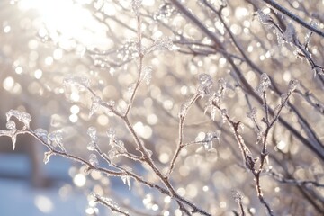 Icy Branches Glimmering in Winter Sunlight