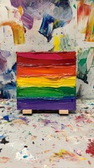 Obraz premium Rainbow palette art on colorful background