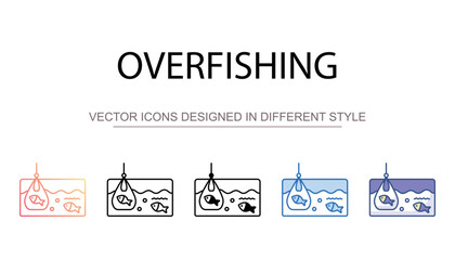Overfishing icon design with white background stock illustration