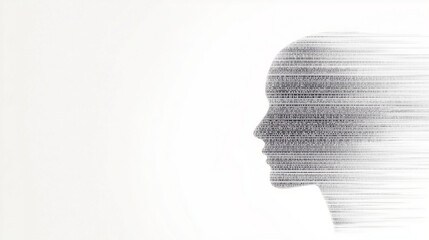 Cybernetic Head Silhouette with Animated Code Illustrating AI Potential