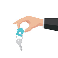 hand holding house key vector illustration design