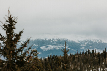 Mountain range during a snow storm in Fraser, CO on December 21st, 2022...