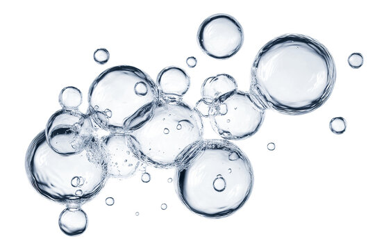 Clear water bubbles, isolated on transparent cutout background