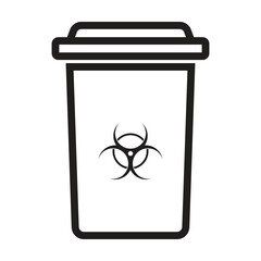 biohazard bin icon vector on white background, Medical Waste Disposal bin.
