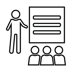 Lecture icon vector on white background, seminars, and public speaking