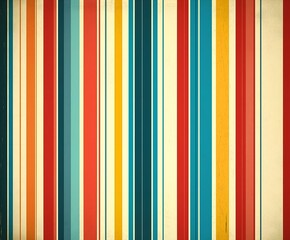 Retro background with stripes in bright colors and vintage elements.