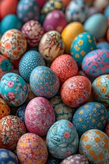 Obraz premium Colorful Floral Patterned Easter Eggs in Vintage Boho Style