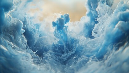 Swirling blue liquid ink blending harmoniously in a vibrant display of color