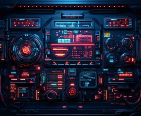 Obraz premium Cyberpunk Visions: Neon Lights Against Darkness