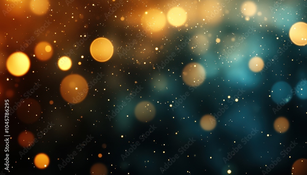 Poster golden clouded bokeh dust creating a mystical atmosphere against a dark backdrop