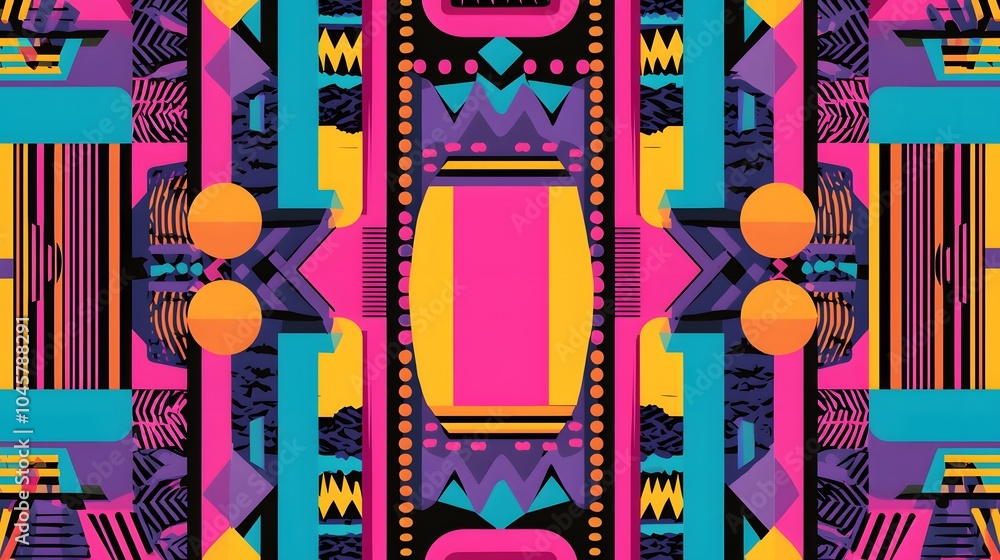 Poster a striking abstract design showcasing vibrant colors and geometric shapes creates a dynamic visual e