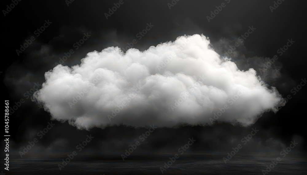 Poster soft cloud floating gently against a dark background with subtle depth and texture