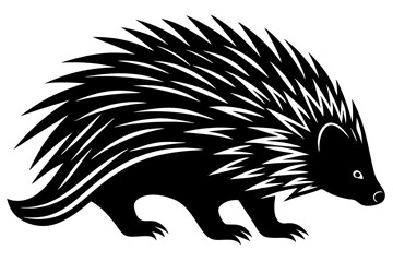 North American Porcupine silhouette vector style with withe background