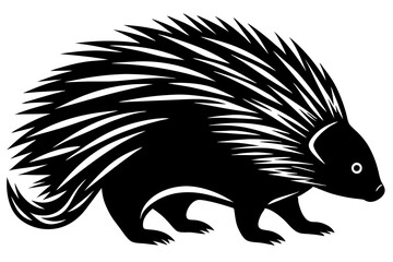 North American Porcupine silhouette vector style with withe background