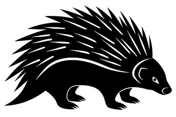 North American Porcupine silhouette vector style with withe background