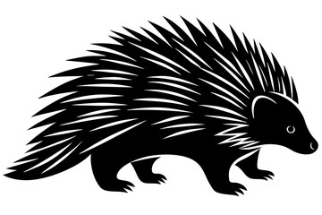 North American Porcupine silhouette vector style with withe background
