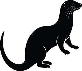 Otter silhouette vector illustration with white background