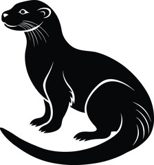 Otter silhouette vector illustration with white background