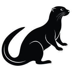 Otter silhouette vector illustration with white background