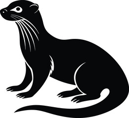 Otter silhouette vector illustration with white background