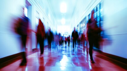 Group of Students Engaged in Conversation in University Hallway, Vibrant Campus Environment, Dynamic Interaction, Youthful Energy, Educational Setting, Collaborative Learning Atmosphere
