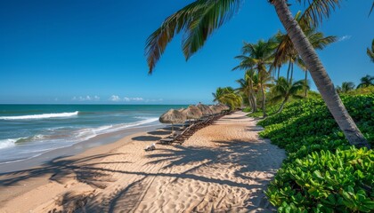 Fototapeta premium tropical beach with palm trees