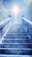 Ascending into the Ethereal Light A Journey Through Frosty Stairs Towards the Unknown