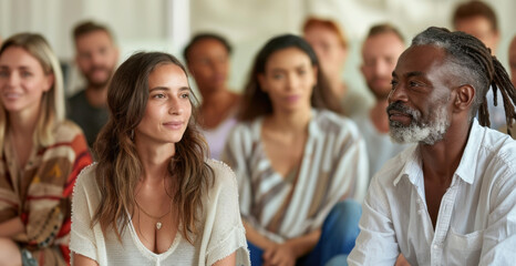 Obraz premium Diversity and Inclusion Workshop Audience in Professional Setting. Generative ai