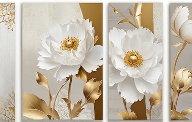 set of three abstract wall art panels. acrylic painting style creating a striking visual statement for modern decor