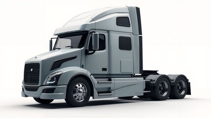 Obraz premium Modern Truck with Sleek Cab Design and Aerodynamic Shape in a Minimalist Style