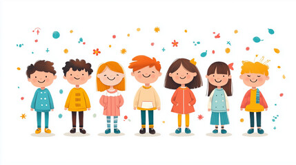 Fototapeta premium Un groupe d'enfants sur fond blanc