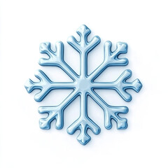 Fototapeta premium Simplistic blue snowflake on a white background, representing the clean and minimal beauty of winter and holiday decorations..