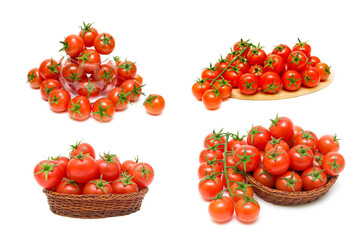 fresh vegetables on a cutting board isolated on a white background