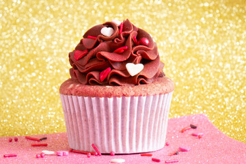 Chocolate cupcake with sprinkles 