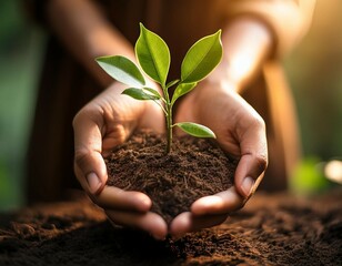 caring for the environment women s hands protect a green plant ecology concept