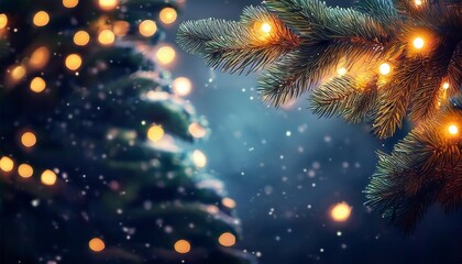 Fototapeta premium christmas background with fir tree and illumination lights