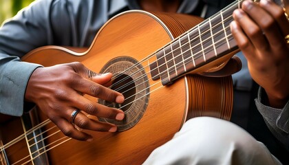 close up of a musician s hands playing a string instrument showcasing craftsmanship and detail
