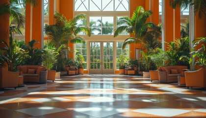 Tropical Hotel Interior Refreshing and Bright high detail